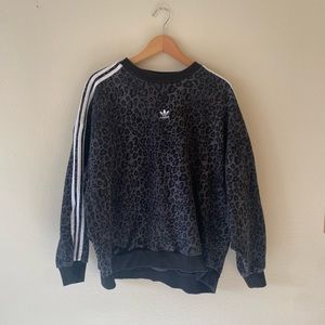 Adidas Black and Gray Leopard Print Women’s Sweatshirt